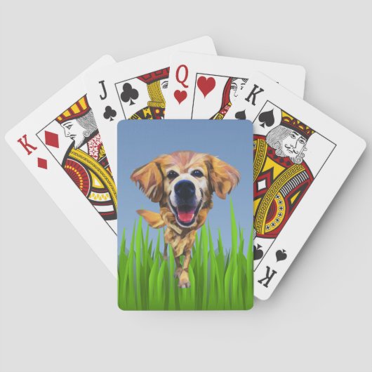 Grappig Cartoon Golden Retriever Deck van kaarten (Achterkant)