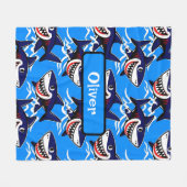 Grappig Cartoon Haaienpatroon Fleece Deken (Voorkant (Horizontaal))