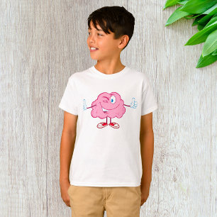 Grappig Cartoon Hersenen Knipogend Karakter Duim O T-shirt