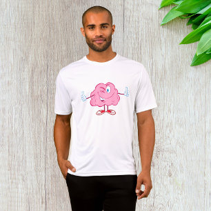 Grappig Cartoon Hersenen Knipogend Karakter Duim O T-shirt