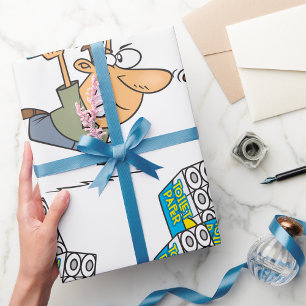 Grappig Cartoon Man Paniek kopen toiletpapier Cadeaupapier