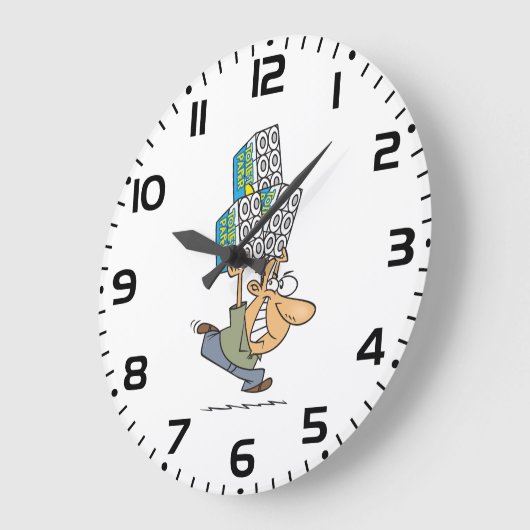 Grappig Cartoon Man Paniek kopen toiletpapier Grote Klok (Hoek)