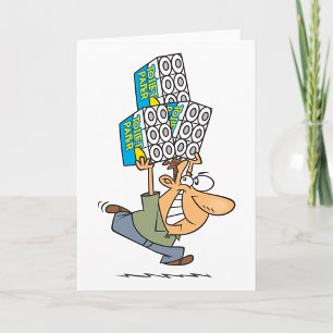Grappig Cartoon Man Paniek kopen toiletpapier Kaart