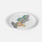 Grappig Cartoon Man Paniek kopen toiletpapier Papieren Bordje (Gekanteld)