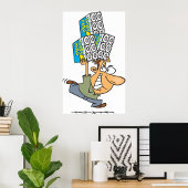 Grappig Cartoon Man Paniek kopen toiletpapier Poster