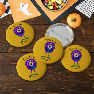 Grappig, Cartoon Monster, Halloween "Trick or Trea Ronde Button 5,7 Cm