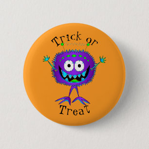 Grappig, Cartoon Monster, Halloween "Trick or Trea Ronde Button 5,7 Cm