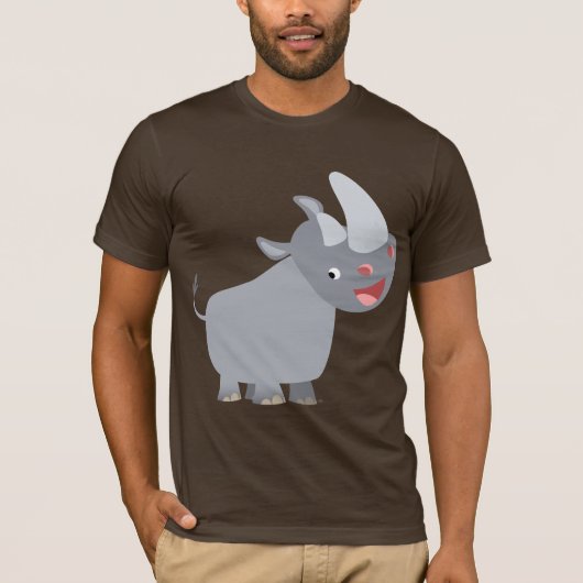 Grappig Cartoon Neushoorn T-shirt (Voorkant)