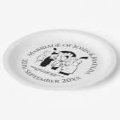 Grappig Cartoon op een huwelijksdag Papieren Bordje (Gekanteld)