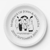 Grappig Cartoon op een huwelijksdag Papieren Bordje (Voorkant)