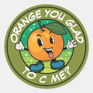 Grappig Cartoon Oranje Pun: Oranje dat je me blij  Ronde Sticker