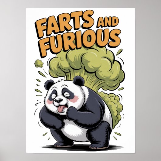 Grappig Cartoon Panda Ontwerp op een Witte Poster (Voorkant)