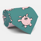 Grappig Cartoon Pattern Pig Year Kies KleurenStrop Stropdas (Opgerold)