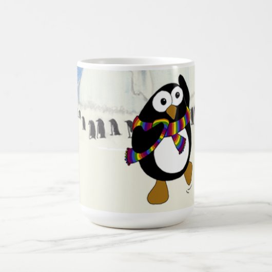 Grappig cartoon pinguïn dansen. koffiemok (Center)