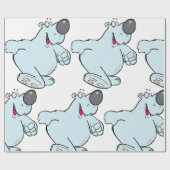 Grappig Cartoon Polar Beer Schattige Blauw Karakte Cadeaupapier (Vlak)
