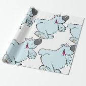 Grappig Cartoon Polar Beer Schattige Blauw Karakte Cadeaupapier (Uitgerold)