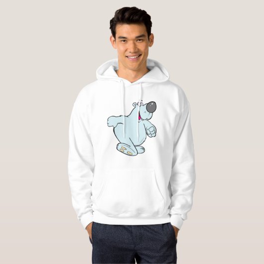 Grappig Cartoon Polar Beer Schattige Blauw Karakte Hoodie (Voorkant volledig)