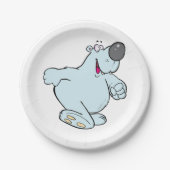 Grappig Cartoon Polar Beer Schattige Blauw Karakte Papieren Bordje (Voorkant)