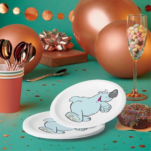 Grappig Cartoon Polar Beer Schattige Blauw Karakte Papieren Bordje