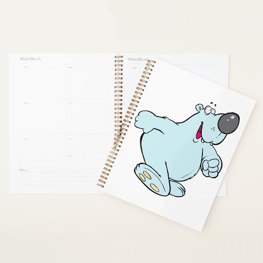 Grappig Cartoon Polar Beer Schattige Blauw Karakte Planner