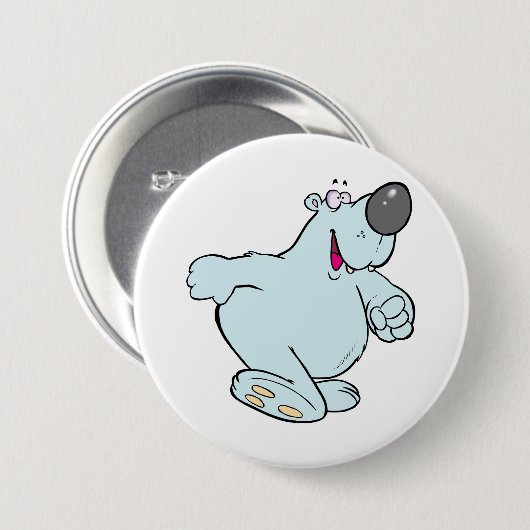 Grappig Cartoon Polar Beer Schattige Blauw Karakte Ronde Button 7,6 Cm (Voorkant /achterkant)