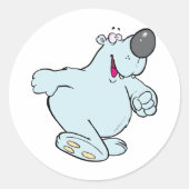 Grappig Cartoon Polar Beer Schattige Blauw Karakte Ronde Sticker (Voorkant)
