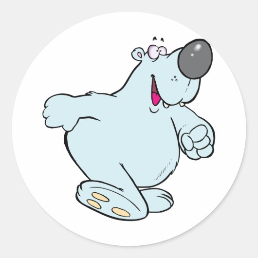 Grappig Cartoon Polar Beer Schattige Blauw Karakte Ronde Sticker (Voorkant)