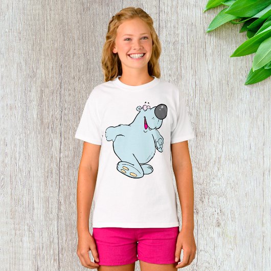 Grappig Cartoon Polar Beer Schattige Blauw Karakte T-shirt