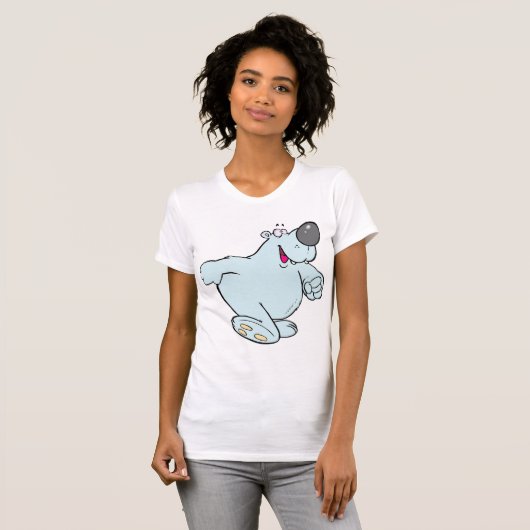 Grappig Cartoon Polar Beer Schattige Blauw Karakte T-shirt (Voorkant volledig)