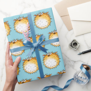 Grappig Cartoon Puffer Fish Design Cadeaupapier