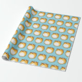 Grappig Cartoon Puffer Fish Design Cadeaupapier (Uitgerold)