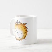 Grappig Cartoon Puffer Fish Design Koffiemok (Voorkant links)