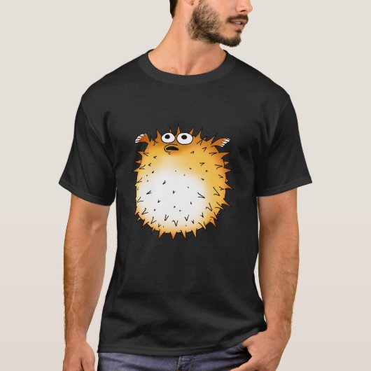 Grappig Cartoon Puffer Fish Design T-shirt (Voorkant)