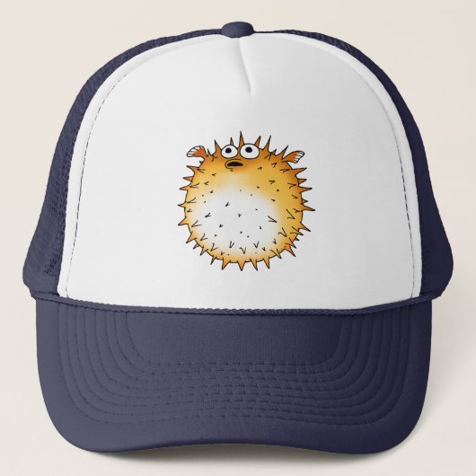 Grappig Cartoon Puffer Fish Design Trucker Pet (Voorkant)