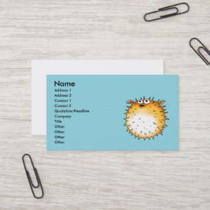 Grappig Cartoon Puffer Fish Design Visitekaartje