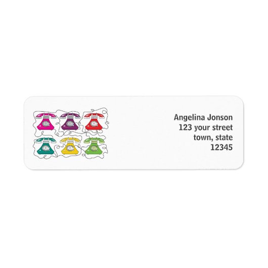 Grappig Cartoon Retro Telefoon Kleurrijk Helder St Etiket (Voorkant)