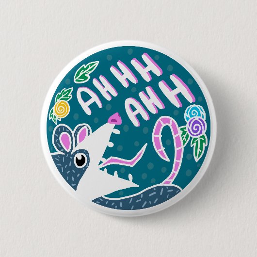 Grappig Cartoon schreeuwen Possum Ronde Button 5,7 Cm (Voorkant)