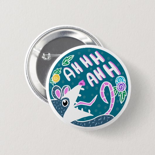 Grappig Cartoon schreeuwen Possum Ronde Button 5,7 Cm (Voorkant /achterkant)