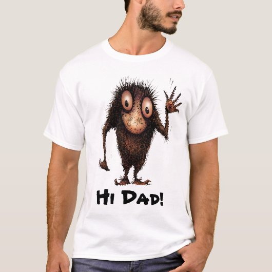 Grappig Cartoon Troll Gezegde "Hi Dad" T-shirt (Voorkant)