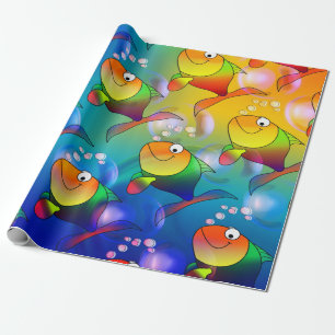 Grappig cartoon viscadeaupapier cadeaupapier