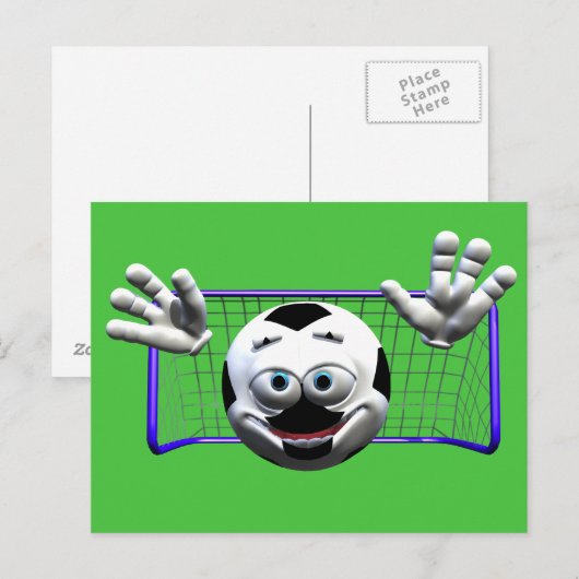 Grappig Cartoon Voetbal Briefkaart (Voorkant / Achterkant)