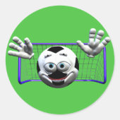 Grappig Cartoon Voetbal Ronde Sticker (Voorkant)