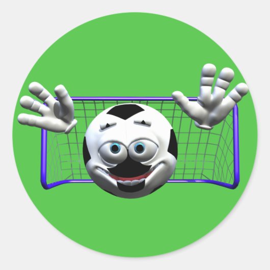 Grappig Cartoon Voetbal Ronde Sticker (Voorkant)