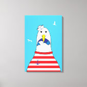 Grappig Cartoon zeemeeuw vogel Kinder strand thema Canvas Afdruk (Voorkant)