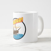 Grappig cartoonschip Piraat  Grote Koffiekop (Voorkant rechts)