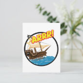 Grappig cartoonschip Piratenschip  Briefkaart (Staand voorkant)