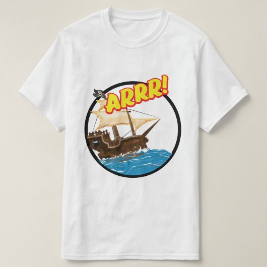 Grappig cartoonschip van een piraat t-shirt (Design voorkant)