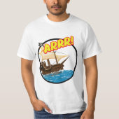 Grappig cartoonschip van een piraat t-shirt (Voorkant)