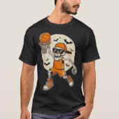 Grappig Cartoonskelet Basketbal Halloween Speler T-shirt (Voorkant)