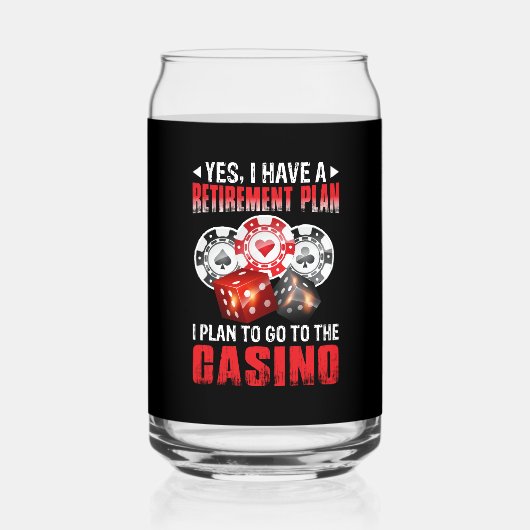 Grappig Casino pensioenplan gokken Blikvorm Glas (Achterkant)